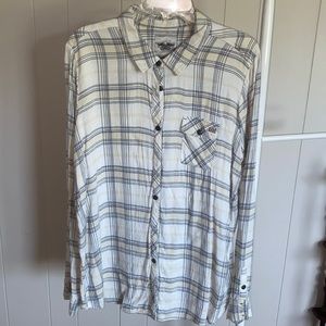 Harley-Davidson Women's Relaxed Fit Long Sleeve Plaid Shirt, White